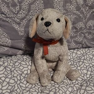 Plush Dog Toy with Red Bow
